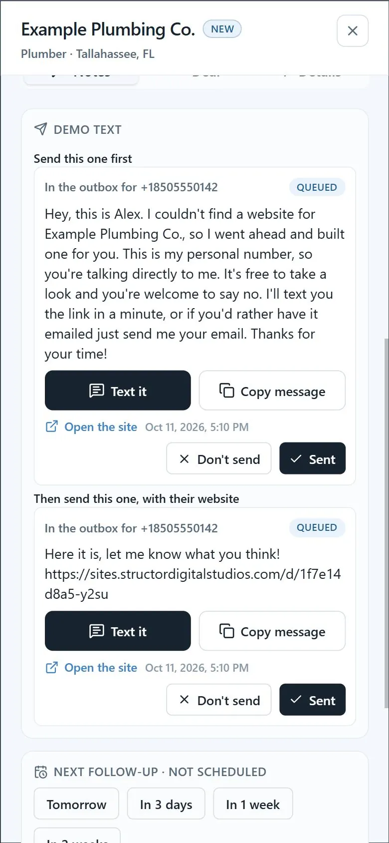 Both texts in order, the second one with the website link